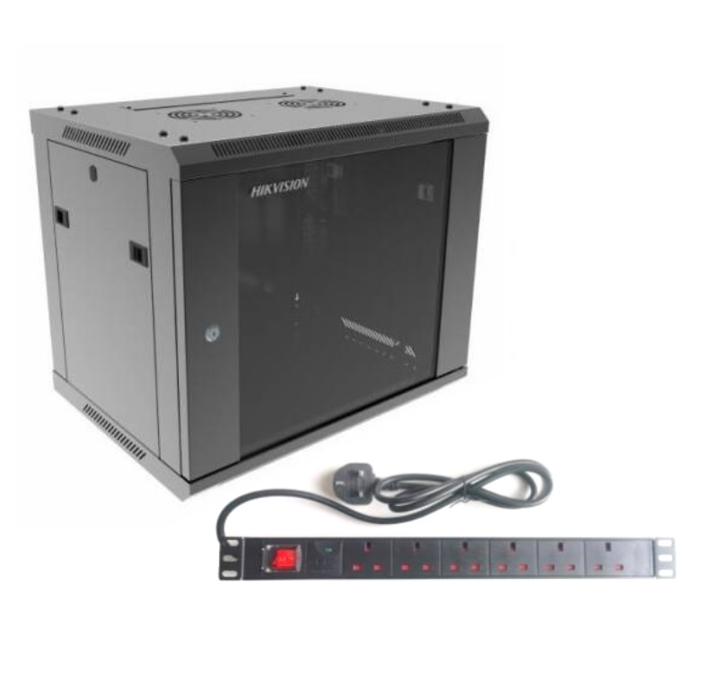 Rack Hikvision 9U + PDU de 6 unidades