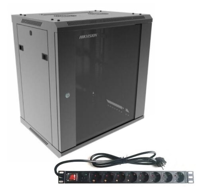Rack Hikvision 12U + PDU de 8 puertos