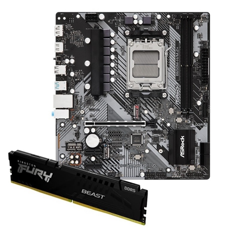Combo Mother Asrock B650M-H + Memoria Kingston DDR5 16GB