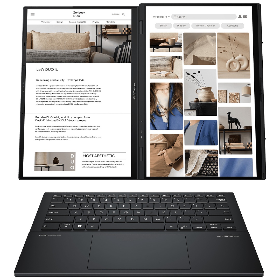 Notebook Asus Zenbook Duo Core Ultra 9 5.4Ghz, 32GB, 1TB SSD, DUAL 14'' 3K Oled Touch