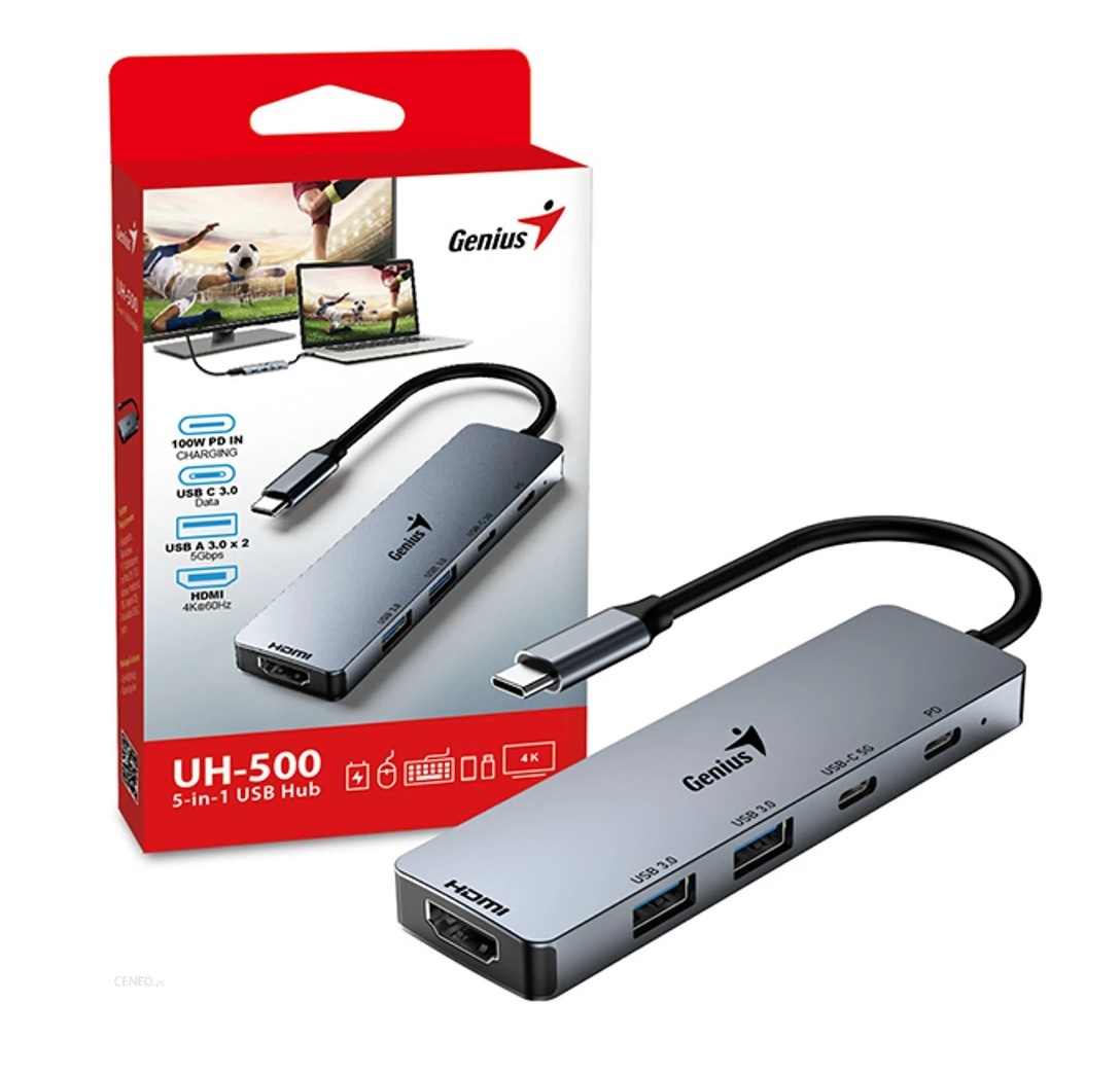 Hub Genius USB-C a USB-A, USB-C y HDMI