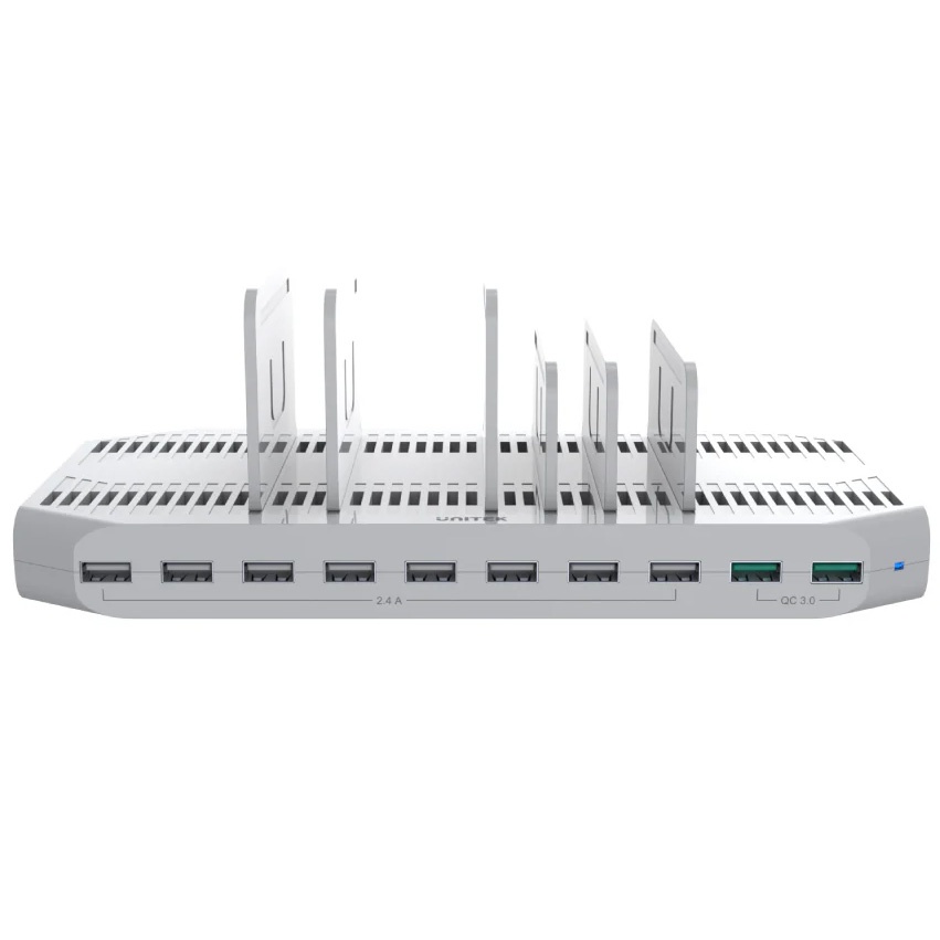 Estación de carga USB Unitek 10 puertos QC 3.0 96W