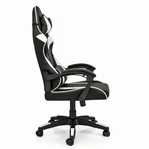 Silla Gamer ergonómica con masajes negra y blanca