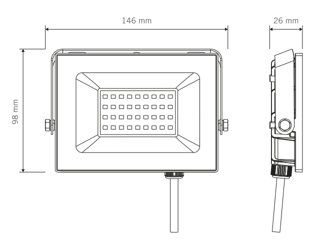 Foco LED Vivion 30w negro IP65 (luz fria)