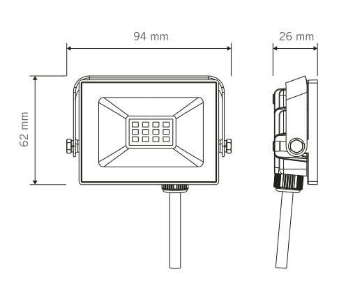 Foco LED Vivion 10w negro IP65 (luz fria)