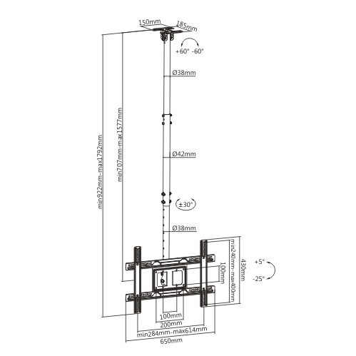 Soporte de techo para LED hasta 50kg