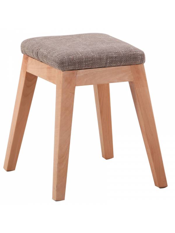 Banqueta de madera y tela beige