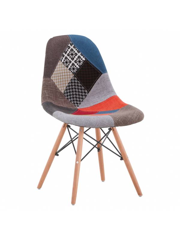 Silla tipo Eames DSW tapizada Patchwork