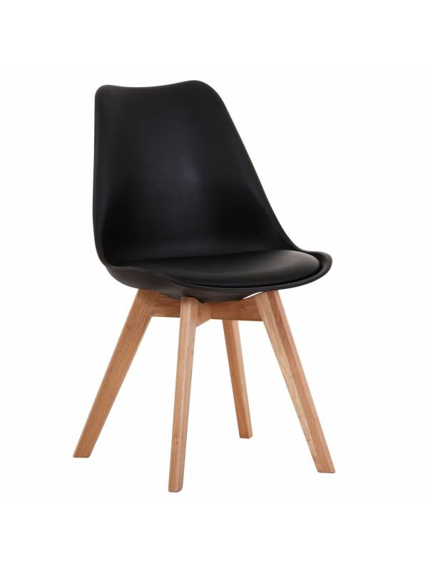 Silla tipo Eames acolchonada negra