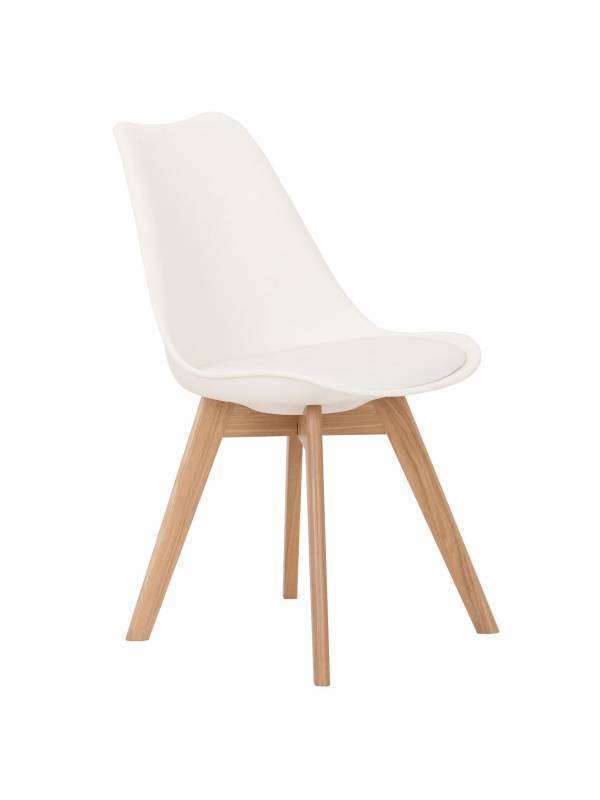 Silla tipo Eames acolchonada blanca