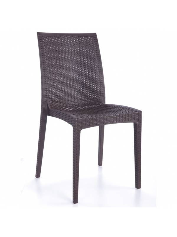 Silla apilable exteriores simil ratan marron