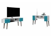 Rack / Aparador para TV con patas blanco con azul