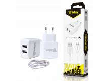 Cargador Dual Inkax c/Cable Iphone 2.1A