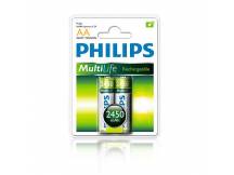 Pilas recargables Philips AA 2450mAh X2 
