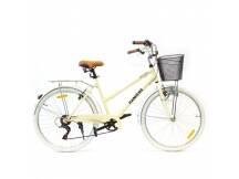 Bicicleta de paseo aluminio c/canasto R26 7V crema
