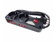 Alargue 3 metros 2xSchuko 4x3L a ficha 3L Conatel negro
