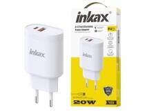 Cargador Inkax USB-A+C 20W blanco