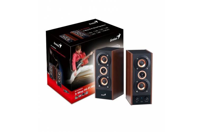 Parlantes Genius madera 20w alta fidelidad