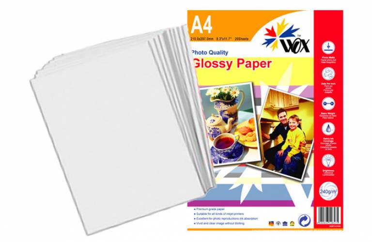 Papel wox glossy fotogrfico a4 240grs. X 20 uds.